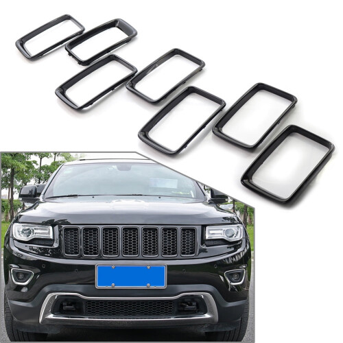Glossy Black Car Front Grille Insert Ring Trim Cover Set