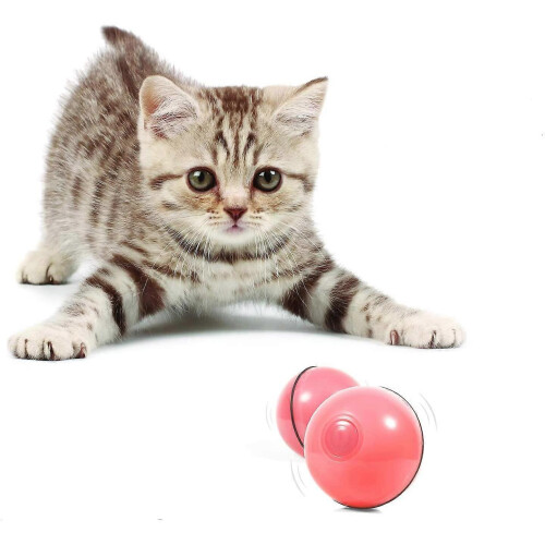(Pink) Smart Interactive Cat Toy - New Version 360 Degree Self Rotating Ball