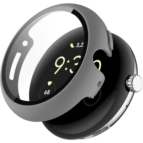 XiHAMA Compatible with Google Pixel Watch 4 (41mm/45mm) Case + Tempered Glass Screen Protector