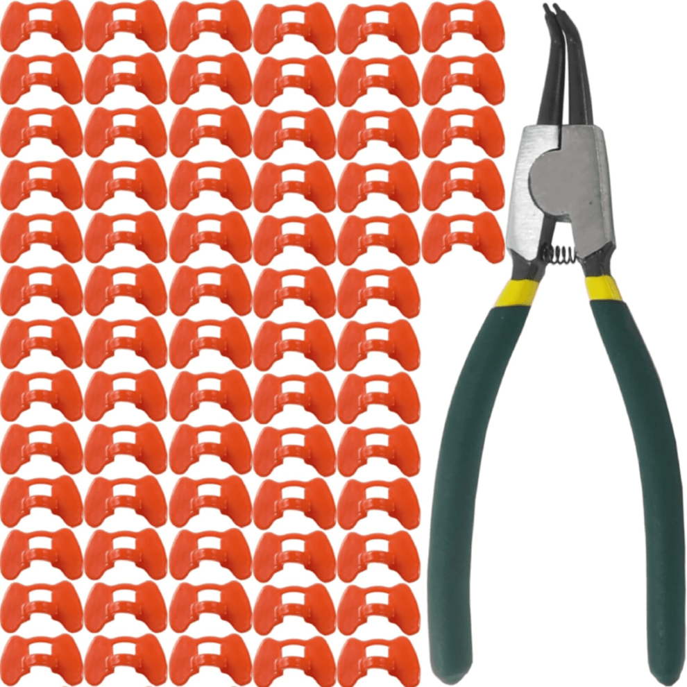 101Pcs Pinless Peepers With Pliers Chicken Peepers Pheasant Poultry Blinders Spectacles Anti-Pecking Eye Glasses Pliers Tool For Pet Middle 9028731180779
