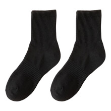 Xinwanna 1 par unisex strikkede sokker – fugtabsorberende, strækbare, ensfarvede, mellemrør, hverdagsbrug (sort, én størrelse)