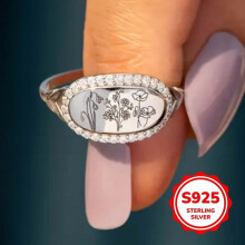 Ring met bloemenmotief van 925 zilver en rhodiumlaag voor dames, maat 8