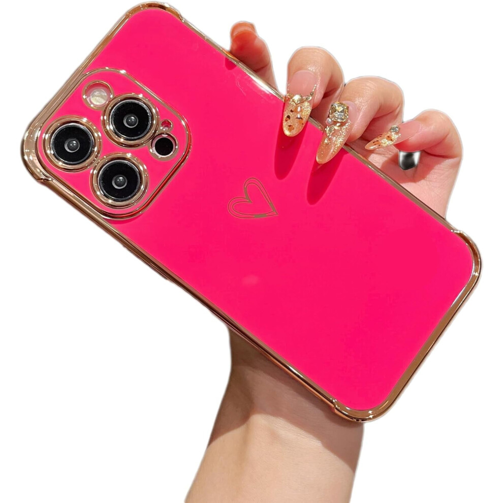 Cute Heart Pattern Case For Iphone 12 Pro Max 6.7", Plated Edge & Camera Lens Protection Â Compatible With Iphone 12 Pro Max 9365509236451