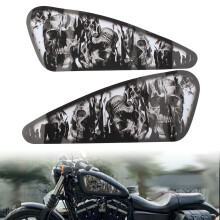 2x Kranie-klistermærker, brændstof- og benzintankklistermærker, par til Harley XL883 1200, sort motor