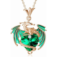 Colier Dragon din Argint Sterling, Colier Wyvern cu Piatră Nașterii, Bijuterii din Cristal în Formă de Inimă, Cadou pentru Femei