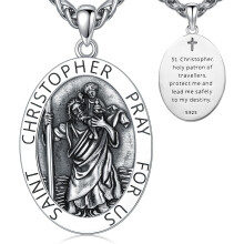 Sint Christoffel ketting, 925 sterling zilver, 22-24 inch