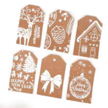 Julklappspapper i rulle – Snöhus, bär, älgmönster på kraftpapper, stort presentpapper, festligt dekorativt hobbypapper