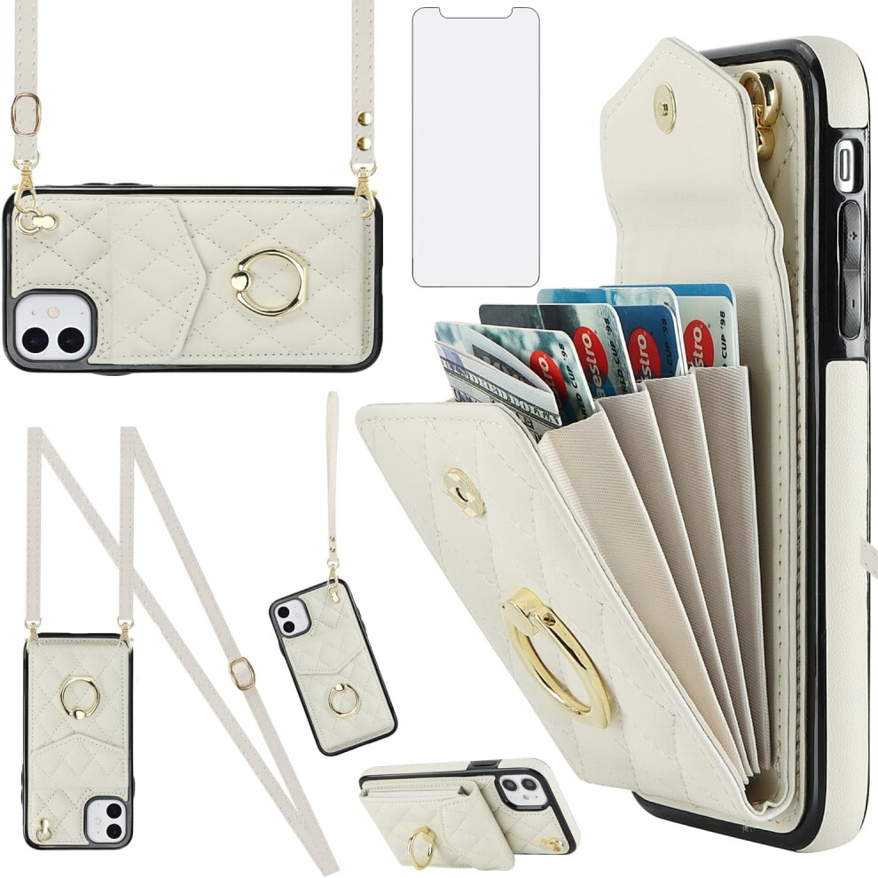 Iphone 12 Mini 5.4" Wallet Case With Tempered Glass, Wrist Strap, Rfid-Blocking Card Holder Â Compatible With Iphone 12 Mini 5G 9028731247359