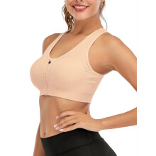 Dames sportbeha met ritssluiting aan de voorkant, racerback, workout, yoga, draadloze sportbeha met ritssluiting aan de voorkant en mesh bandjes.