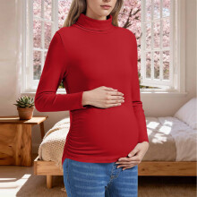 Umstandsoberteil aus Samtfleece für Damen, einfarbig, langärmelig