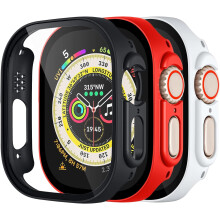 Compatibil cu Apple Watch 44mm (SE/6/5/4), Carcasă subțire cu protecție + protecție ecran, Husă rigidă cu acoperire completă, Pachet de 3