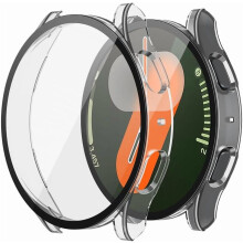 Carcasă rigidă din PC cu 2 bucăți + protecție de ecran compatibilă cu Samsung Galaxy Watch5Pro45mm, sticlă securizată ultra-subțire,