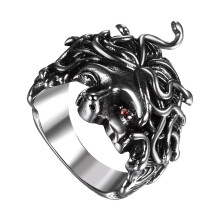 Anillo con serpiente Medusa en acero inoxidable – Joyería gótica punk