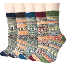 Women's Thermal Knit Crew Socks Winter Warm Calf-Length