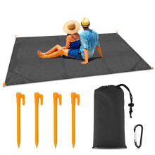 LNKOO Sandfri Kompakt Strandfilt – Picknickfilt i Pocket för Utomhusbruk, Resor och Festivaler | Mjuk, Snabbtorkande, med 4 Stänger och 1