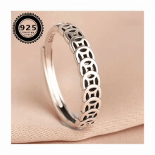 1pc Adjustable Sterling 925 Silver Lucky Coin Ring for Women – Classic Daily Wear & Valentine’s Gift