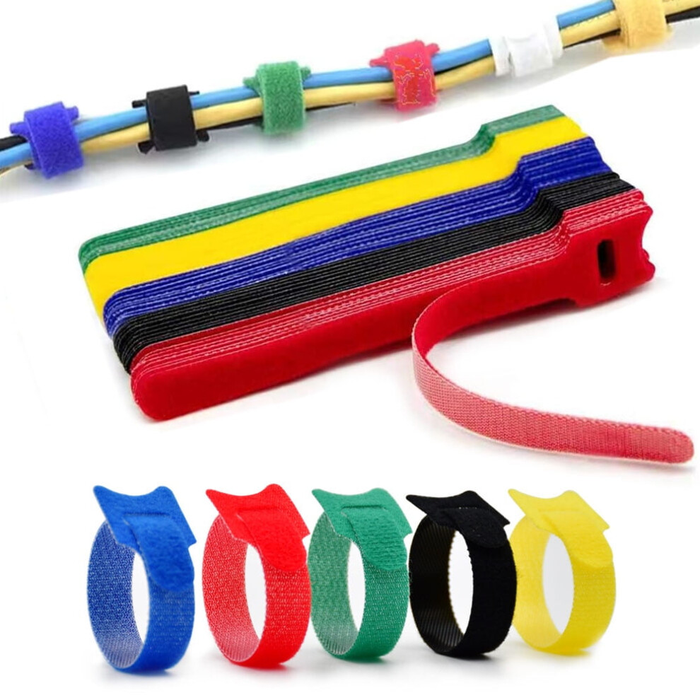 100Pcs Releasable Cable Organizer Ties Mouse Earphones Wire Management Nylon Cable Ties Reusable Loop Hoop Tape Straps Tie(7Inch) 9028731248356
