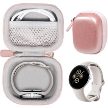 Husă XiHAMA compatibilă cu Google Pixel Watch2, Pixel Watch, cu buzunar din plasă pentru încărcător (roz)