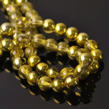 4mm 6mm 8mm Round Metallic Color Plated Smooth Crystal Glass Loose Beads lot-13#Metal Yellow-4mm/100pcs