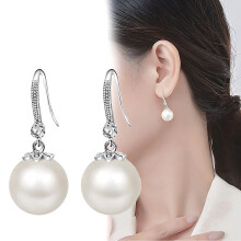 TeashCHAT 925 Silver Pearl Drop Earrings for Women Trendy Dangle Earrings AAA+ Quality Wedding Jewelry for Brides,Home Decor Collection