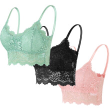 stk. dame blonde-bralette - stropper, rygløs, skridsikker camisole-bh, blomsterprintet blondelingeri til hverdagsbrug og lag-på-lag (S-XL)