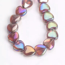 20pcs 10mm Heart Shape Crystal Glass Loose Beads For Jewelry Making DIY Findings-Purple AB