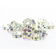 100 Silver Crystal Rhinestone Rondelle Spacers Beads 6mm 8mm 10mm Colour Choice-10mm-Clear AB