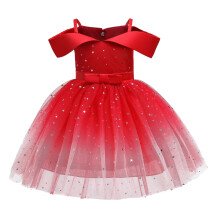 Toddler Girls Princess Pageant Gown Dresses Solid Color Bowknot Party Princess Dress Leisure 4-5Y