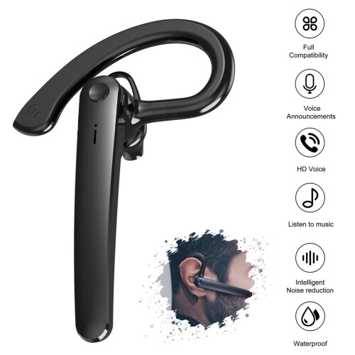 Wireless Bluetooth Earbuds – Single Ear, Hands-Free Stereo Headset with Mic, Compatible with All Bluetooth Devices