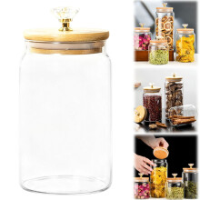 850ML Glass Storage Containers with Lids, Clear Round Canisters, Pantry Organizers for Flour, Rice, Coffee, Tea, Pasta, Cookies – Compatible with