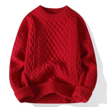 Herren-Langarmpullover, Zopfmuster, Grobstrick, klassischer Freizeitpullover mit Rundhalsausschnitt und Rippstrickbündchen