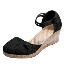 Letnie damskie espadryle, sandały na koturnie, zakryte palce, sandały na platformie, codzienne, solidne sandały damskie