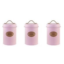 3pieces Vintage Kitchen Canister Set Metal Food Storage Jars Sturdy Metal Storage Jars with Lids For Coffee Teas Sugar