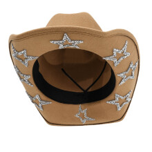 Western Cowboy Hat For Men Women With 8 Glittering Rhinestone Stylish Party Hat Full Rhinestone Decorations Durable And Fashionable Accessory