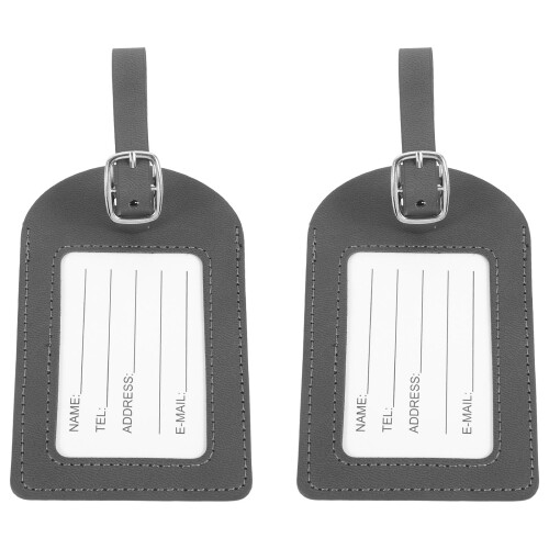2St Läder Kappsäcks Etiketter Pu Id Hängmärken 1