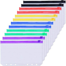 24 Stück A6 6-Loch-Ordnertaschen, Wasserdichte PVC-Budgetumschläge, Reißverschluss-Ordnertaschen für Notebook-Planer, Reiseordner