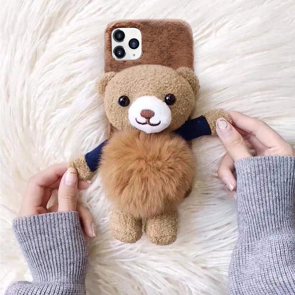 Cute Plush 3D Bear Kickstand Case For Iphone 11 Â Kawaii Soft Tpu Shockproof Cover, Compatible With Iphone 11 Brown 9479868127395