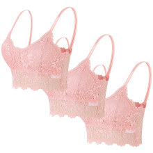 3-delige set kanten bralettes voor dames - Strapless, rugloze, antislip camisole bh, kanten lingerie met bloemenprint voor dagelijks gebruik en als