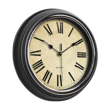 Retro Silent Round Wall Clock with Hook, Battery Operated, Non-Ticking, Easy-to-Read – Compatible with Living Room, Bedroom, School