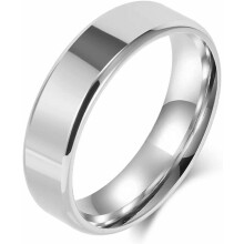 Stainless Steel Wedding Band for Men & Women | 4-10mm Beveled Edge, High Polish, Comfort Fit Size 6-13