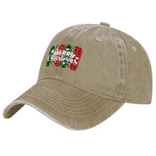 Unisex Retro Washed Christmas Hat,Merry Christmas Christmas - Themed Print,Adjustable Sun Hat,Perfect For Christmas New Year Celebrations
