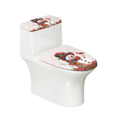 Universal Polyester Fabric Toilet Lid Covers Soft Bathroom Seat Covers & Stretch Fit for Bathroom Accessories, Snowman