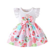 Baby Girl Clothes Toddler Dress Easter Bunny Print Ruffle Short Sleeve Holiday Dress For 3M-3Y Trendy Dresses