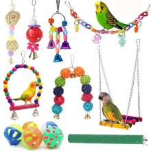 12 Packs Bird Toys – Parrot Swing Toys with Bell, Chewing Hanging Cage Toys for Small Parakeets, Love Birds, Cockatiels & More