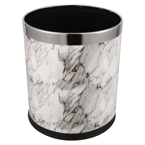 Marble Pattern Trash Can Waste Bin Bathroom Restroom Wicker Office