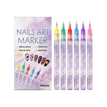 Negleværktøj, Manicureværktøj, DIY neglekunstmalingspen, tørrende ensfarvet vandbørste, 3 ml, neglesæt til begyndere, negleøvelsessæt (6