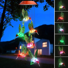 Morttic Color-Changing LED Solar Wind Chime with 6 Hummingbirds – Waterproof, for Garden/Home/Party (Compatible with Solar)