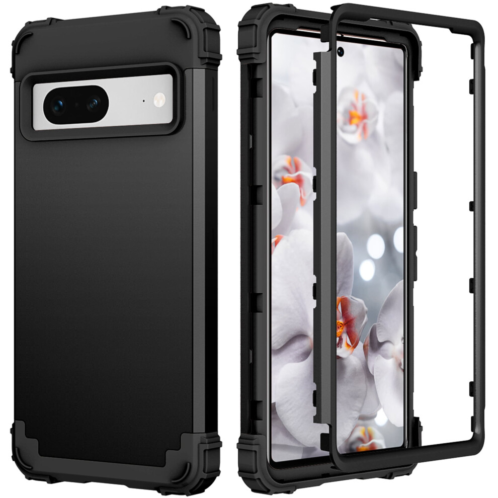 Case For Google Pixel 7,Shockproof Rubber Armor Silicone Rugged Case Hybrid Hard Back Phone Cover, Black 9479868049383