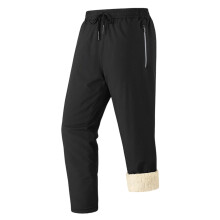 Men's Thermal Fleece-Lined Casual Pants Elastic Waist Zip