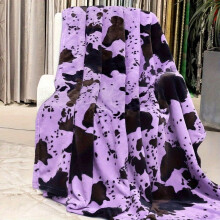 Cozy Purple & Black Abstract Fleece Throw Blanket – Soft, Lightweight, Hypoallergenic Polyester, Hand Wash Only